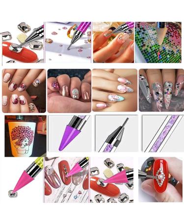 Dual Ended Nail Rhinestones Picker & Dotting Tool - DIY Nail Art Decoration with Wax Tip Pencil for Gems & Crystals - Acrylic Purple - Buy Online on GoSupps.com