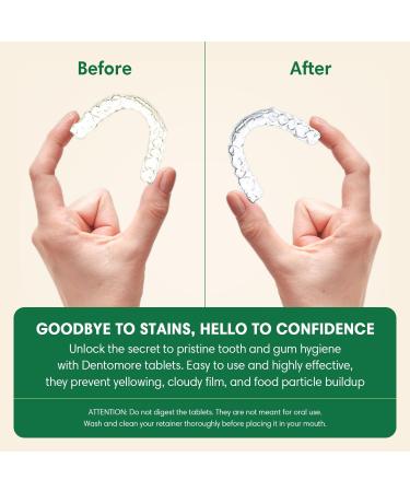 Dentomore Retainer Cleaner Tablets - 120 Tabs for Fresh & Clean Retainers, Mouth Guards, and Dentures + Bonus Toothbrush - Buy Online on GoSupps.com