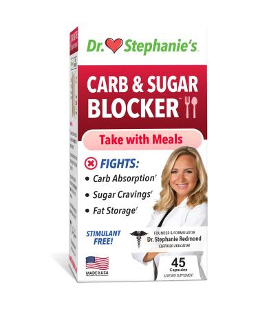 Dr. Stephanie's Mealtime Carb & Sugar Blocker - Reduce Digested Carbs & Sugars, Stimulant-Free 45 Count (Pack of 1)