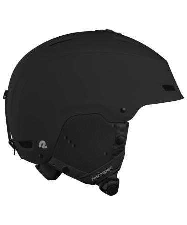 Retrospec Zephyr Ski & Snowboard Helmet for Adults - Adjustable with 9 Vents - ABS Shell & EPS Foam Matte Black Large 59-62cm
