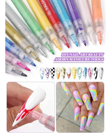 12 Color 3D Nail Art Painting Pen Kalolary Nail Point Graffiti Dotting Pen Drawing Painting Liner Brush for Fall DIY Nail Art Beauty Adorn Manicure Nail Dotting Tools Gift for Halloween Christmas - Buy Online on GoSupps.com