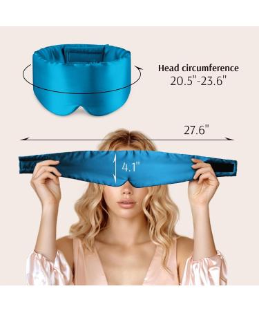 Zenssia Satin Silk Sleep Mask | Cozy Peacock Blue Blackout Eye Mask for Men & Women | Adjustable Padded Blindfold for Sleep - Buy Online on GoSupps.com