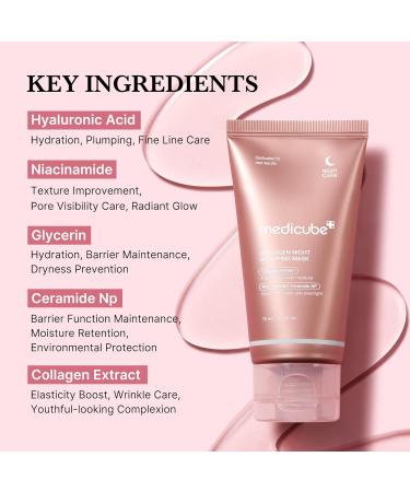 Medicube Collagen Night Wrapping Cream | Overnight Sleeping Mask for Skin Elasticity | Enhanced Collagen Formula | Korean Skincare (1.69 fl. oz.) - Buy Online on GoSupps.com