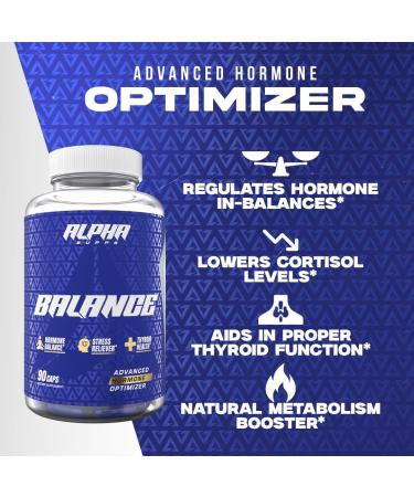 Alpha Supps - Alpha Balance | Hormonal and Healthy Stress Level Support | with Inositol and Ashwagandha | 90 Capsules - Buy Online on GoSupps.com