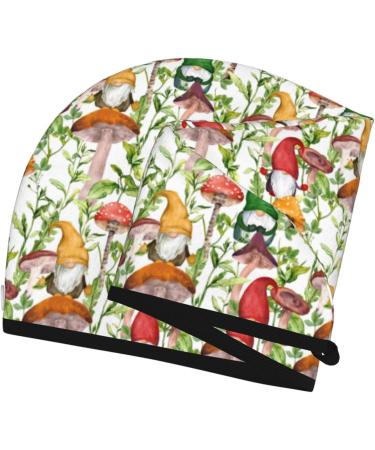 Hair Towel Wrap - Quick Drying Hair Towel Turban with Button (Mushrooms Gnomes) - Perfect for Effortless Hair Care - Buy Online on GoSupps.com