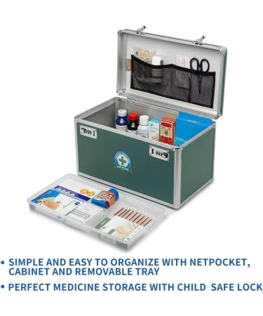 Large capacity Locking Box Lockable Medication Box with Portable Storage Case 38x 22x 24cm Childproof Medicine Lock Organizer Locked Empty First Aid Storage Case (GREEN) - Buy Online on GoSupps.com