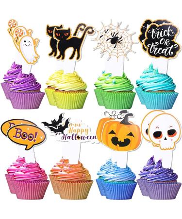 16Pcs Cake Toppers Halloween Cupcake Toppers Cake Insert Cards For Party Cake Decoration Halloween Cupcake Toppers - Buy Online on GoSupps.com