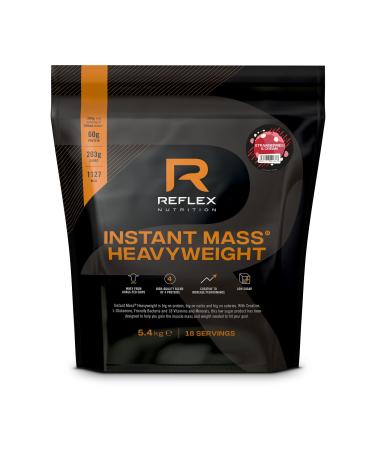 Reflex Nutrition Instant Mass Heavyweight Mass Protein Powder Over 1000 Calories Per Serving 60g Protein 18 Vitamins (Strawberries & Cream) (5.4kg) Strawberry 5.4kg