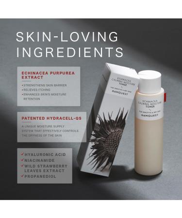 RAWQUEST Echinacea Korean Toner | Deep Hydration Anti-Aging & Soothing Formula with Hyaluronic Acid | Ideal for Dry & Sensitive Skin - Buy Online on GoSupps.com