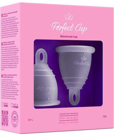 Perfect Cup Menstrual Cup - 100% Medical Silicone Vegan Soft & Flexible 12 Hours Protection Reusable - Sizes M + L - Transparent - Buy Online on GoSupps.com