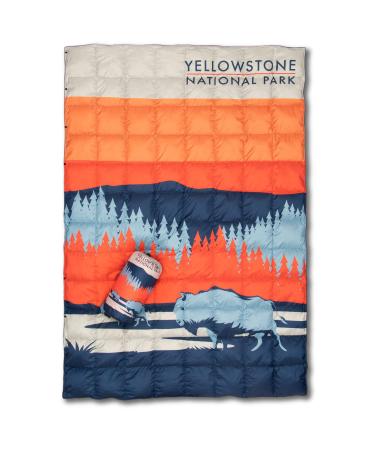 National Park Foundation Premium Puffy Camping Blanket for Backpacking, Outdoors, Beach, Hammock, Sport Festivals, 650 Fill Power Water Element Resistant Reversible Snap Up Quilt (Yellowstone Down) Down Yellowstone