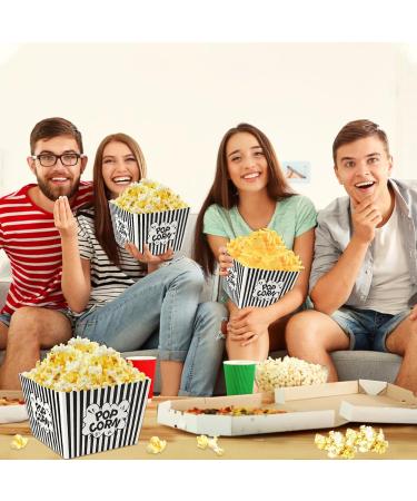DECYOOL Popcorn Bowl 6 Pack Paper Popcorn Buckets Paper Popcorn Set Bowl Classic Black & White Striped Container Big Popcorn Containers for Movie Night (8.66" Square x 5.9" Deep) - Buy Online on GoSupps.com