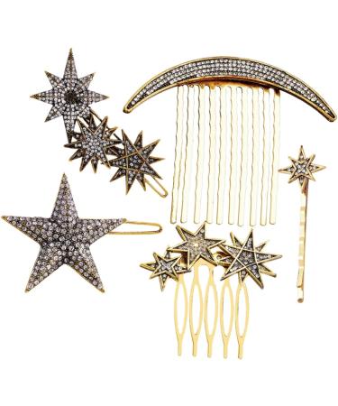 FOMIYES 3 Sets Star Moon Hairpin Retro Hair Side Comb Star Hair Accessories Metal Hair Clips Moon Decorations Wedding Headpiece for Bride Star Decor Alloy Rhinestones Hair Piece Bridesmaid - Buy Online on GoSupps.com