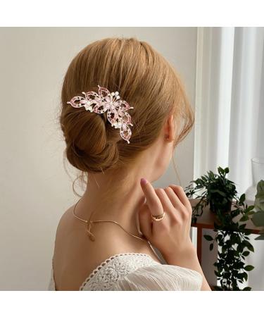 4 Pack Luxury Jeweled Gems Crystal Rhinestone Butterfly Hair Combs for Women - Sparkly Glitter Metal Side French Twist Barrettes - Buy Online on GoSupps.com