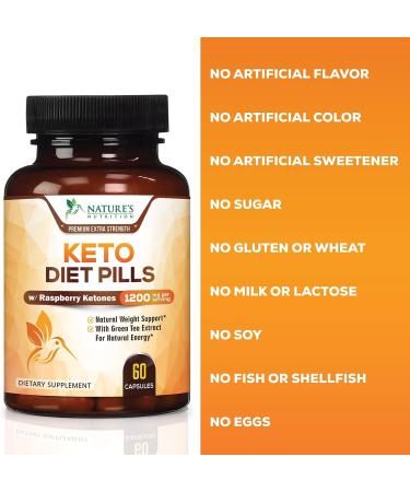 Keto Diet 1200mg Capsules with Ketosis Support - Raspberry Ketones, Apple Cider Vinegar, African Mango - Energy & Focus Booster for Women & Men - 60 Capsules - Buy Online on GoSupps.com