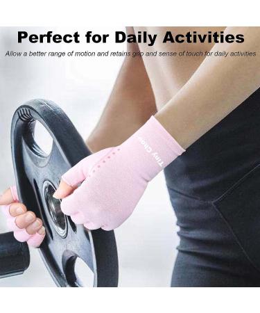 Tiny Chou Arthritis Compression Gloves 2 Pairs for Women Men - Pain Relief for Rheumatoid Osteoarthritis Carpal Tunnel - Pink Grey Anti-Slip Fingerless Hand Support - Buy Online on GoSupps.com