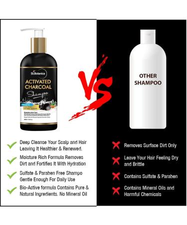 StBotanica Activated Charcoal Hair Shampoo 300ml - Sulfate-Free Paraben-Free Nourishing Ingredients for Healthy Hair - Buy Online on GoSupps.com