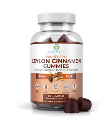 Sugar-Free Ceylon Cinnamon Gummies (2,000mg/Serving) Lower Blood Sugar Support Supplement, Joint Pain & Brain Health, Vegan Gluten-Free, Replace Ceylon Cinnamon Capsules Pill Powder Extract 60 Chews