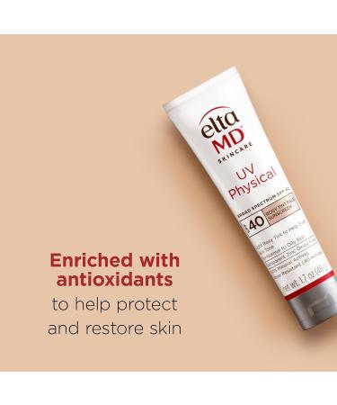 EltaMD UV Physical Tinted Sunscreen for Face 100% Mineral Active Sunscreen Rosy Tinted (Fair Skin) 1.7 Ounce (Pack of 1) - Buy Online on GoSupps.com