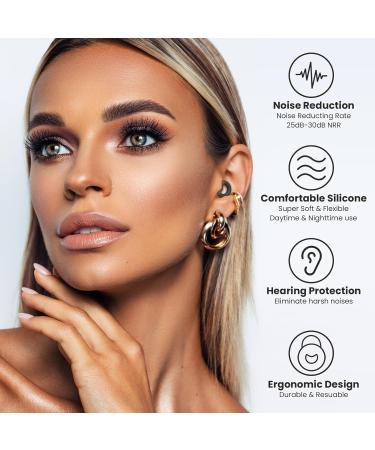 Ear Plugs for Sleeping - Reusable Noise Reduction Earplugs (25dB-30dB) with 8 Ear Tips | Soft Hearing Protection for Concerts Study & Work - Black - Buy Online on GoSupps.com