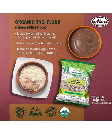 Aiva Organic Finger Millet Flour | Ragi Flour 2 lb - Premium Quality Gluten-Free Superfood - Buy Online on GoSupps.com