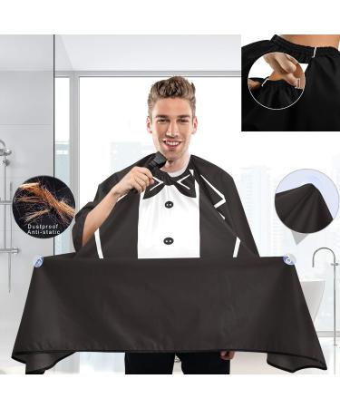 Visesunny Tuxedo Barber Cape with Black Bow Tie - Anti-Static Water-Resistant Hair Cutting Cape for Professional Salon Use - Buy Online on GoSupps.com