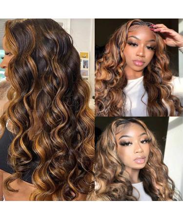 UNICE Brown Highlight Body Wave Human Hair Weave Bundle - Brazilian Remy Hair Ombre Blonde Wavy Weaves - TFB30, 16 18 20 Inch - Buy Online on GoSupps.com