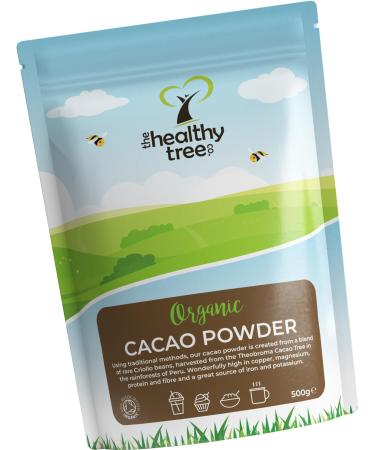 TheHealthyTree Company Organic Raw Cacao Powder - High in Protein Magnesium Fibre and Potassium - Great in Yoghurt Smoothies & Baking - Cacao Powder (500g) 500 g - Buy Online on GoSupps.com