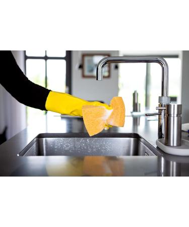 Sorbo Large Latex Household Gloves with Soft Lining and Extra Long Cuff - Yellow, 1 Pair - Buy Online on GoSupps.com