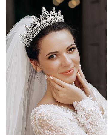 Sweetv Princess Tiara for Women - Silver Crystal Bridal Crown for Wedding, Quinceanera, Prom & Birthday Party - Buy Online on GoSupps.com