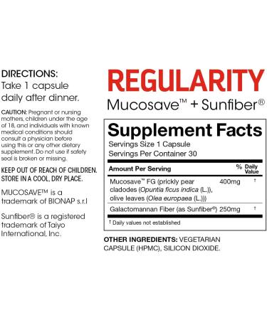 Silver Fern Regularity Digestive Supplement Capsules - 30 Capsules, 30 Day Supply with Mucosave FG & SunFiber - Buy Online on GoSupps.com