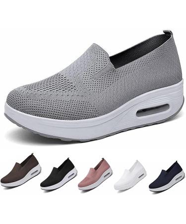 Women's Orthopedic Sneakers Diabetic Shoes for Women Orthopedic Shoes for Women Womens Air Cushion Slip-On Walking Shoes Women's Orthopedic Walking Shoes Breathable Comfortable (8 Grey) 8 Grey