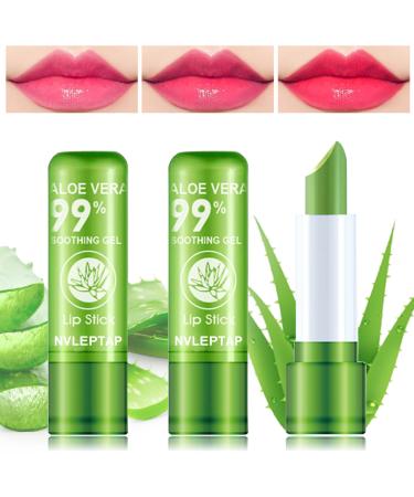 NVLEPTAP 3PCS Aloe Vera Lipstick Lip Stain Lip Gloss  Long Lasting Nutritious Lip Balm  Moisturizer Magic Temperature Color Changing Lipstick  Lip Stain Long Lasting Waterproof Lip Makeup