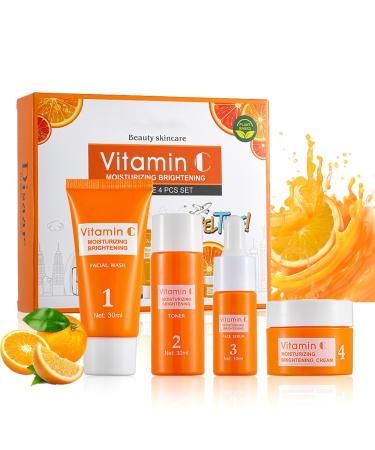 Skin Care Set Vitamin C Women Beauty Gift Sets Skin Care Kit with Face Cleanser Toner Serum Cream Travel Kit for Teenage Girls Vitamin C Skincare Facial Sets & kits Pamper Sets All Skin Types