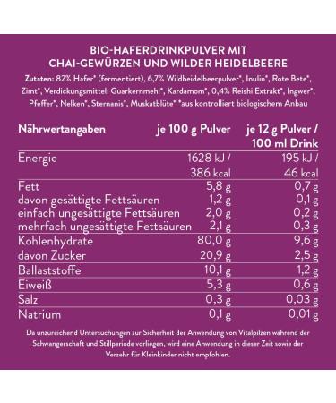 Buy Blue Farm Bio Purple Chai Oat Latte | Vegan Gluten-Free & Low Waste | Chai Tea Blueberry & Beetroot Blend - Buy Online on GoSupps.com