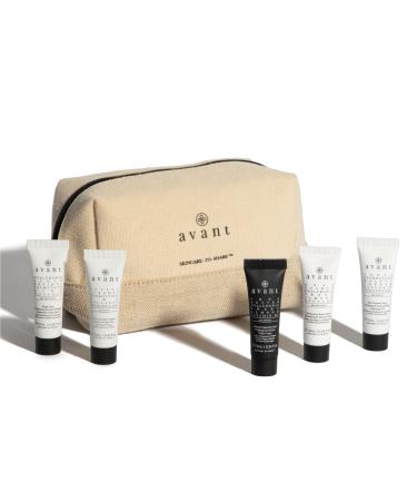 Avant 5-Step Routine - 5x10ml - Skincare Starter Kit - Cleanse Protect Hydrate Treat Enhance - Daily Essentials: Hyaluronic Night Cream Moisturiser Serum Cleansing Gel Rose Quartz Mask