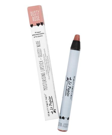 Beauty Made Easy Le Papier moisturising vegan lipstick without plastic with shea butter Glossy Nudes DUSTY ROSE 1 x 6g