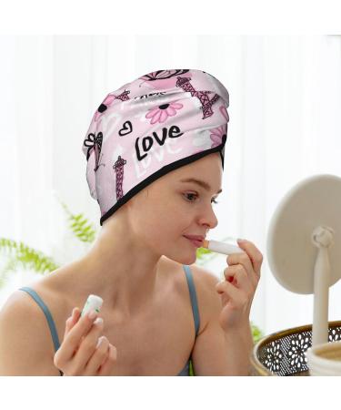 Super Absorbent Eiffel Tower & Butterflies Microfiber Hair Towel Wrap - Quick Dry Coral Velvet for Long Curly & Thick Hair - Buy Online on GoSupps.com