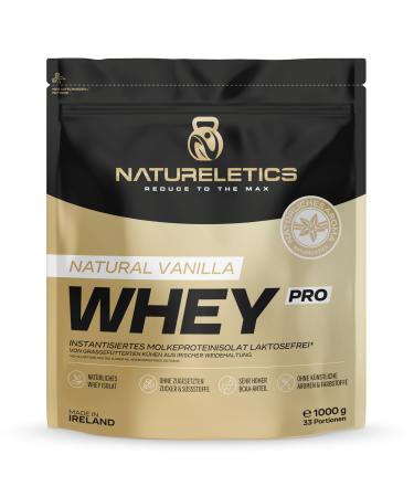 Natureletics premium whey isolate vanilla lactose -free low in fat without sweetener without added sugar from grass -lined cows made from natural pasture