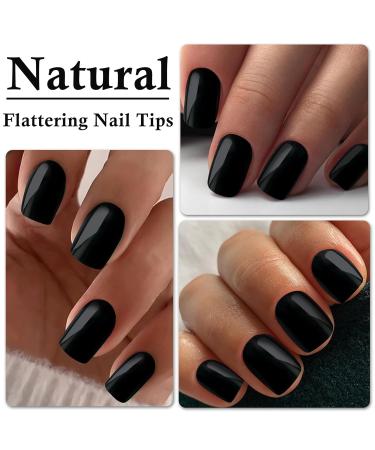 LoveOurHome 360pc Black Acrylic Square Press On Nails - Short Full Cover Fake Nails with Glue Adhesive Tabs for Women & Girls - Buy Online on GoSupps.com