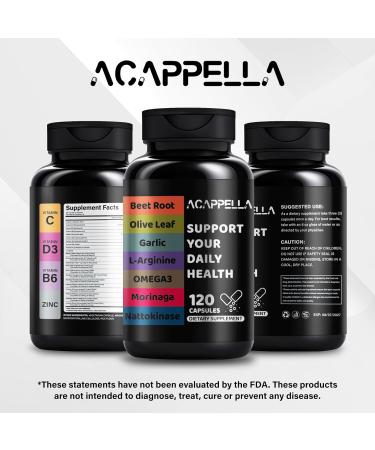 ACAPPELLA Beetroot Olive Leaf Garlic L-Arginine Omega-3 Morinaga Nattokinase Supplements Beetroot Capsules with Vitamin Complexes (1) - Buy Online on GoSupps.com