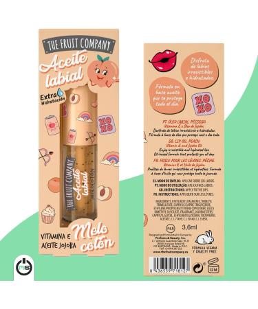The Fruit Company Peach Lip Oil Extra Hydrating Formula 3.6ml Jojoba Oil Vitamin E All Day Protection Vegan Formula Cruelty Free - Buy Online on GoSupps.com