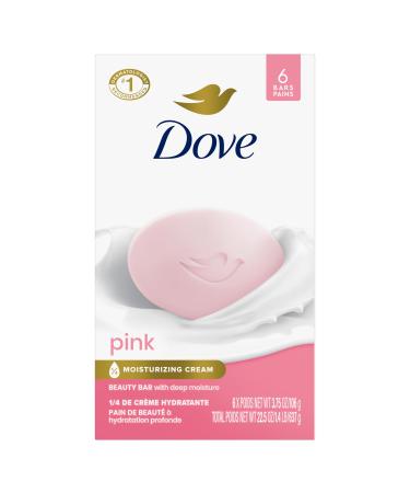 Dove Beauty Bar Gentle Skin Cleanser Moisturizing for Gentle Soft Skin Care Pink More Moisturizing Than Bar Soap 106 g 6 count pink/rose