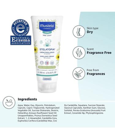 Mustela Stelatopia Emollient Cream - Sunflower Fragrance Free, 6.76 fl oz (200 ml) | Best for Sensitive Skin - Buy Online on GoSupps.com