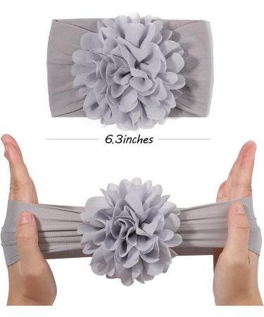 DOOBOI 12pcs Baby Girls Nylon Headbands with Chiffon Flower Bows - Hair Accessories for Newborns & Kids - Buy Online on GoSupps.com
