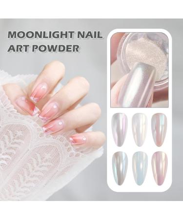 Mirror Effect Chrome Nail Powder - White Pearl Iridescent Aurora Glitter - Holographic Nail Art Decoration (3g) - DIY Nail Jewelry - Buy Online on GoSupps.com
