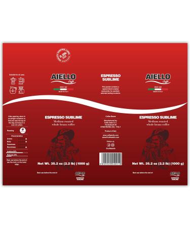  Aiello AIELLO COFFEE - SUBLIME - Grain mix 1 kg - Delicate blend - Intensity 8/10 - Simple packaging - Buy Online on GoSupps.com