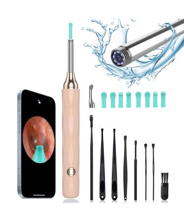 Ear Wax Removal Tool Ear Cleaner with 1080P Ear Camera Smart Visual Earwax Removal Kit with 8 Pcs Ear Set 6 LED Lights 8 Ear Scoop Ear Tips Replacement Ear Camera for iPhone iPad Android Phones (pink)
