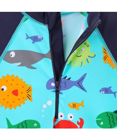 HUAANIUE Baby Girls One Piece Long Sleeve Swimwear UPF 50+ | 5-6 Years | Blue Sealife Design - Buy Online on GoSupps.com