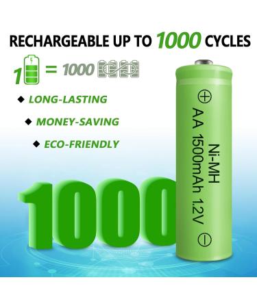 Rechargeable AA Batteries 1500mAh - High Capacity NIMH 1.2V - 8 Pack Pre-Charged for Solar Lights & Household Devices - Buy Online on GoSupps.com